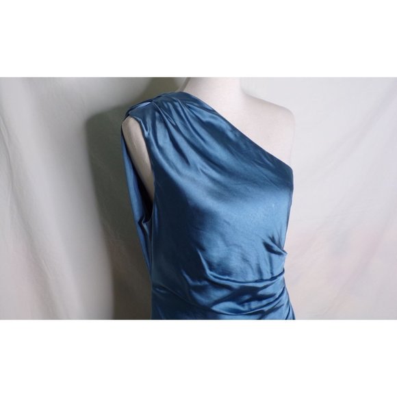 ELLIATT Cassini One-Shoulder Satin Dress Blue X-Large 10 NEW - Picture 7 of 12